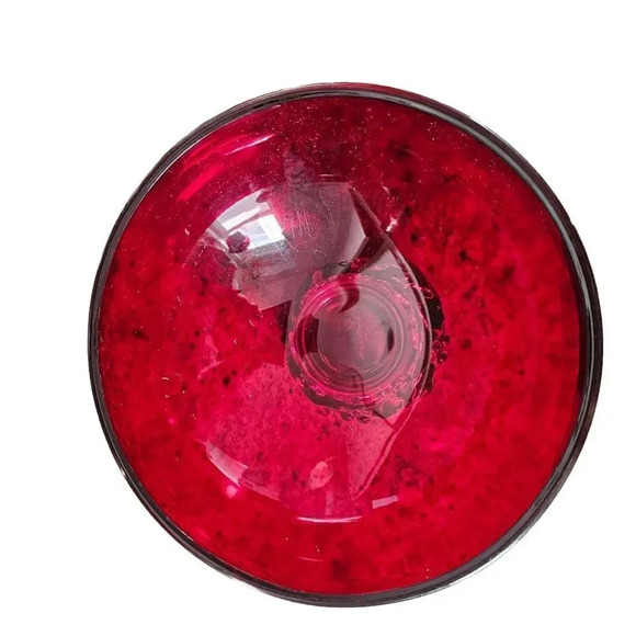 Teleflora Christmas Centerpiece Bowl Vase Red Glass Enameled Holly Berry Holiday - Picture 4 of 8